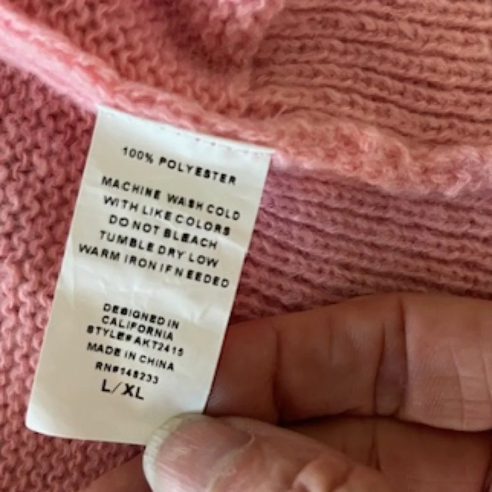 Pink Knit Cardigan Crocheted Strawberry Buttons Sz L/XL Coquette Twee Valentine - Picture 10 of 15